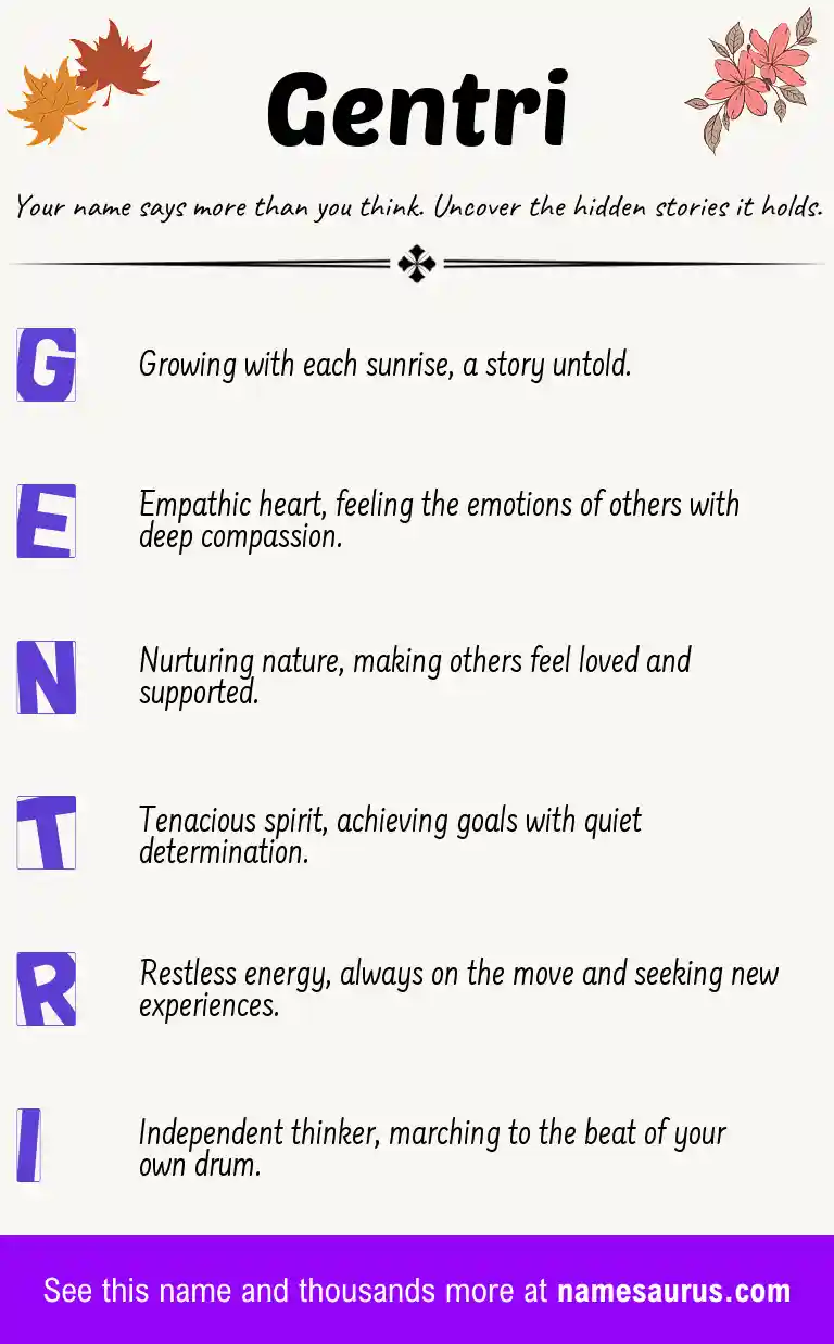 Acrostic poem about Gentri.
