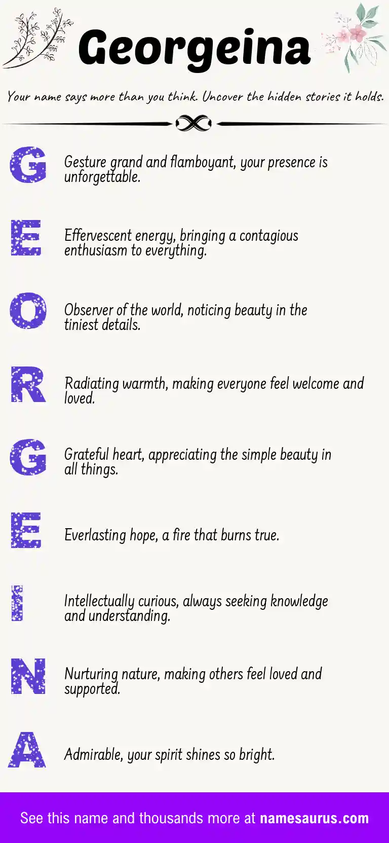 Acrostic poem about Georgeina.