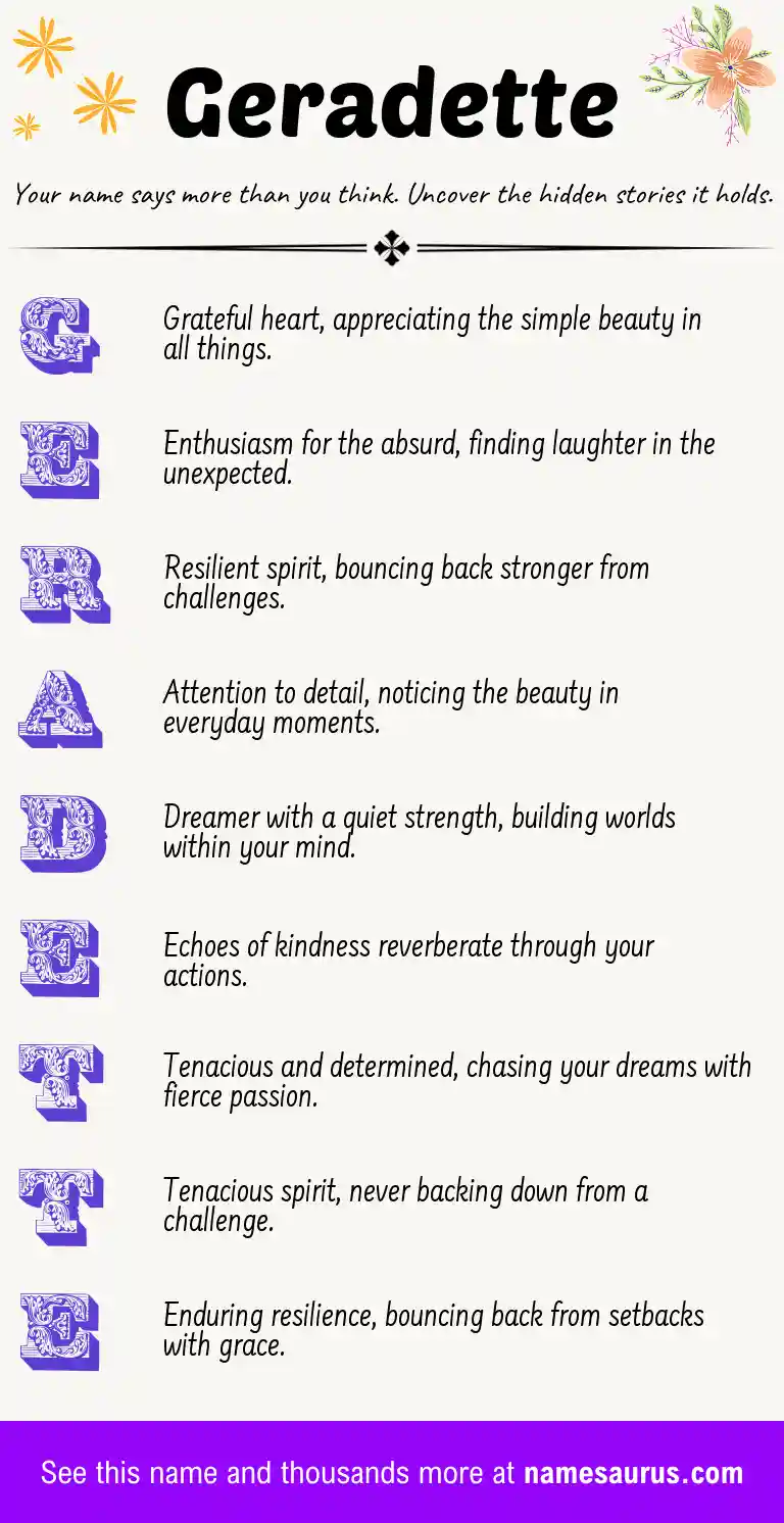 Acrostic poem about Geradette.
