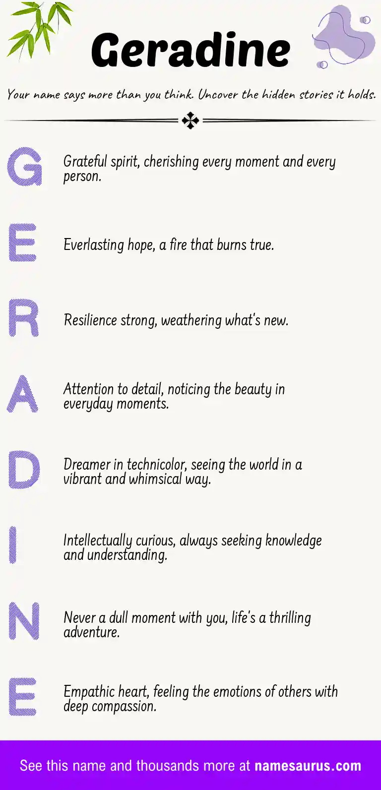 Acrostic poem about Geradine.