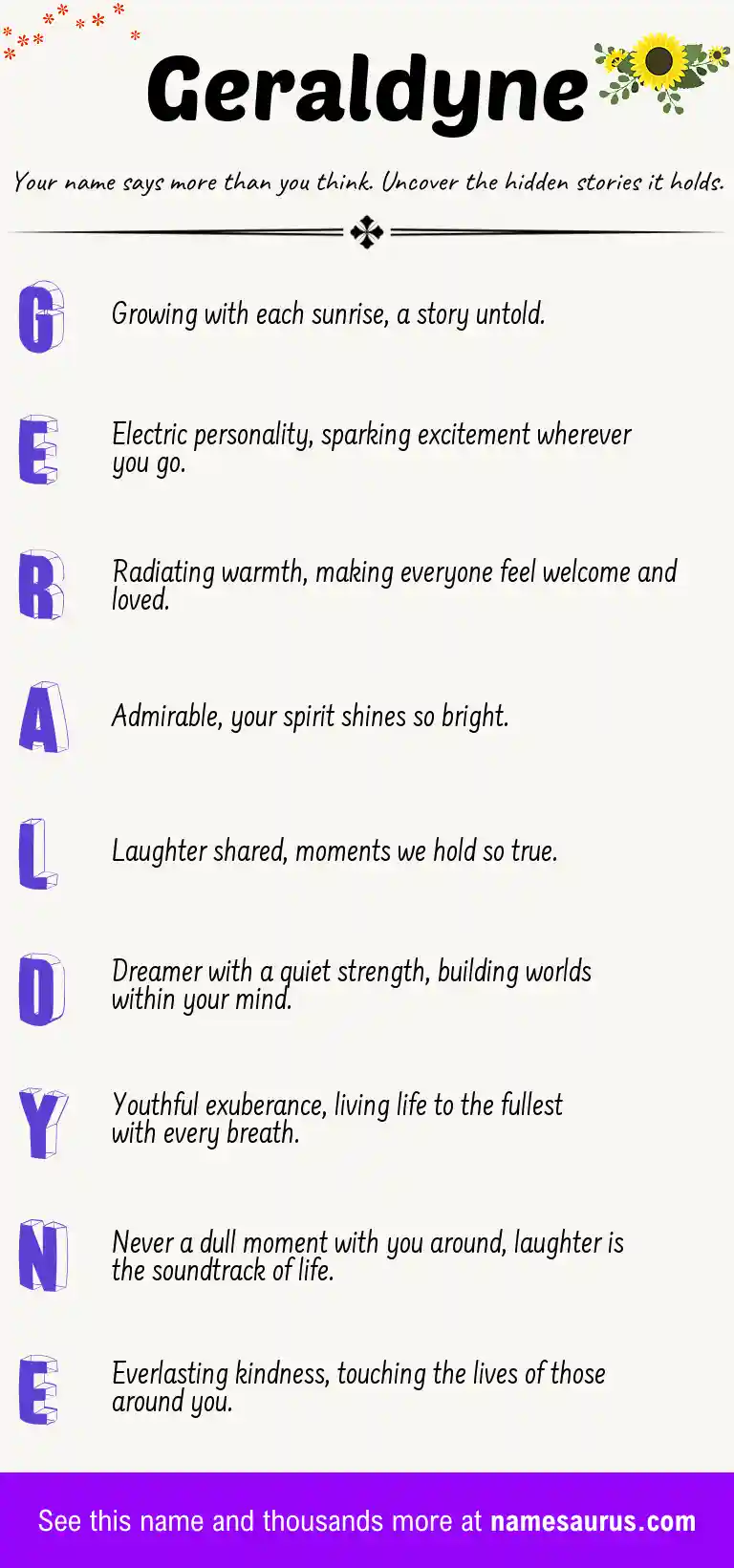 Acrostic poem about Geraldyne.