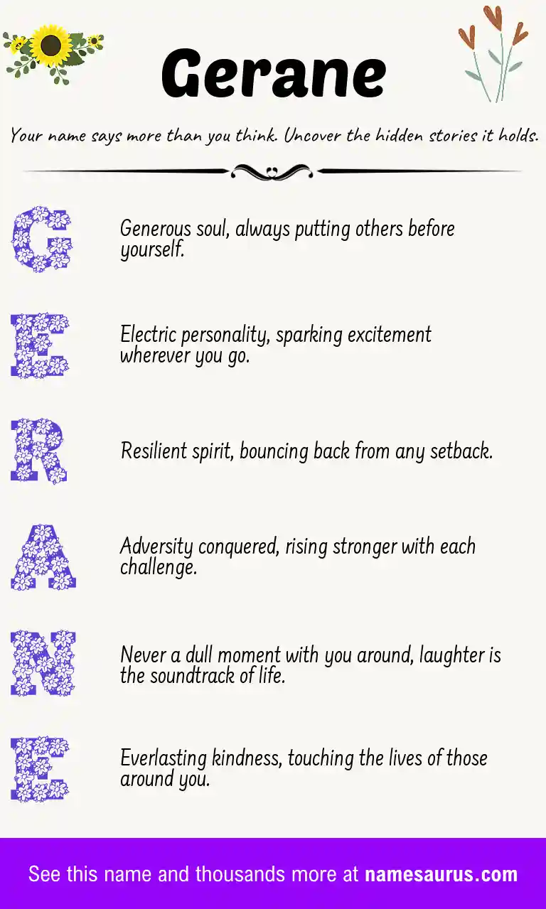 Acrostic poem about Gerane.