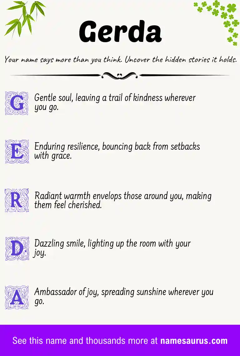 Acrostic poem about Gerda.