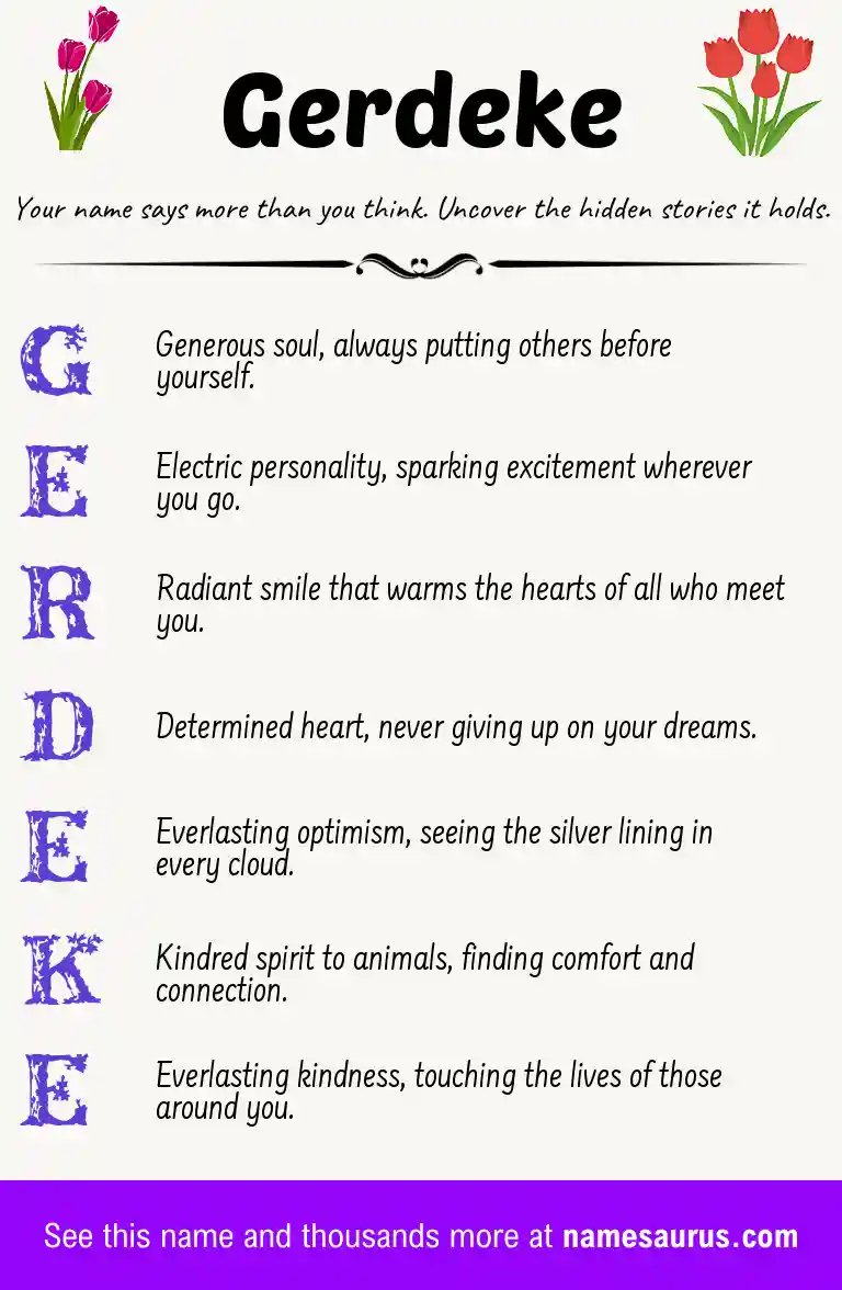 Acrostic poem about Gerdeke.