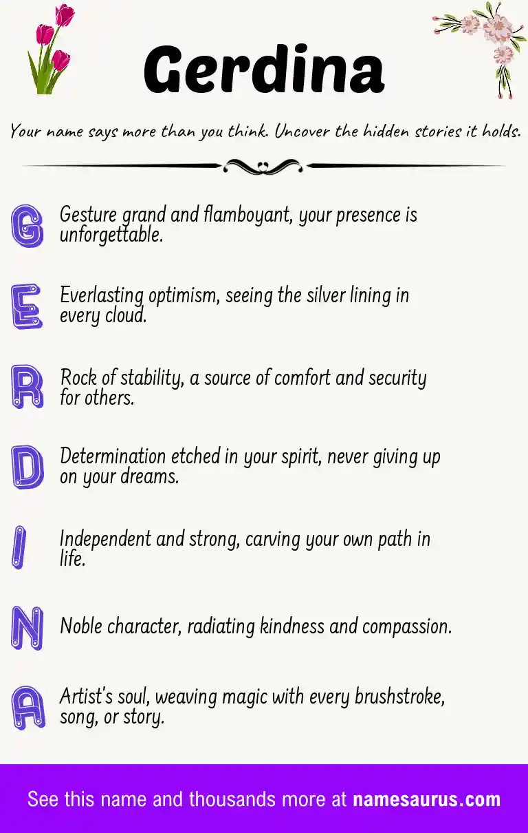 Acrostic poem about Gerdina.