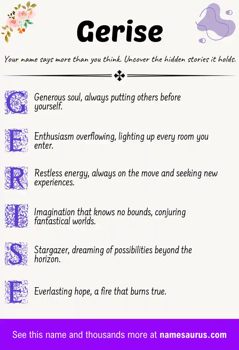 Acrostic poem about Gerise.