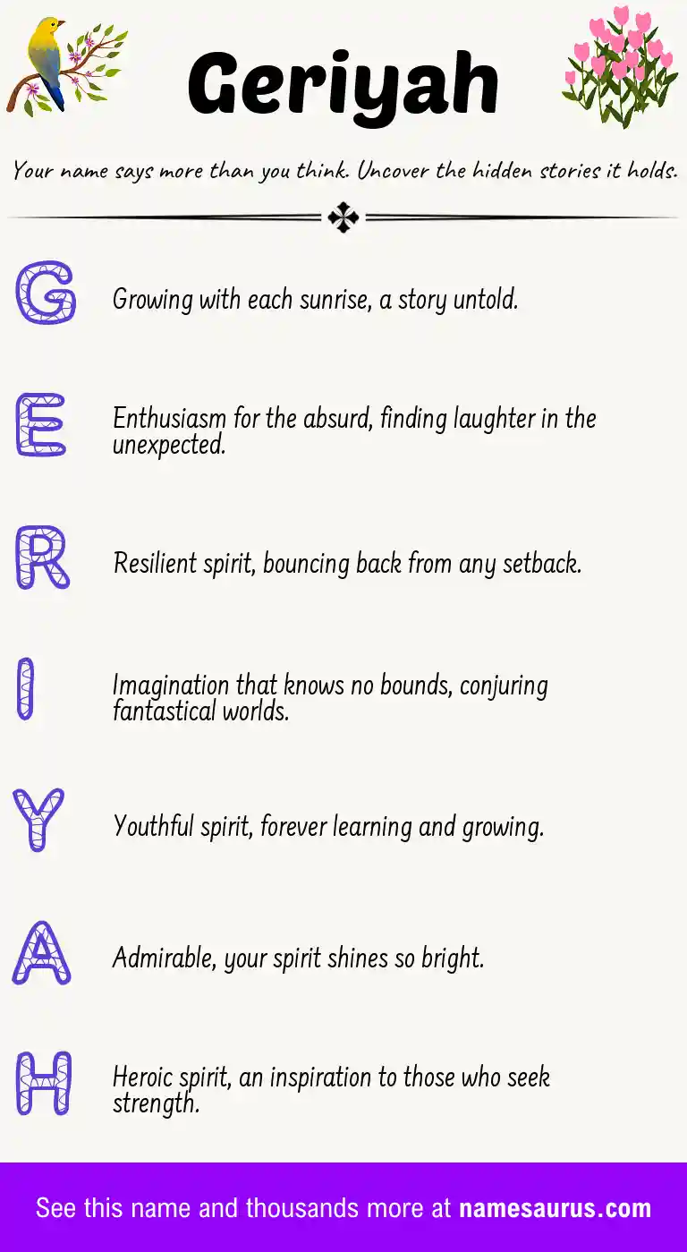 Acrostic poem about Geriyah.