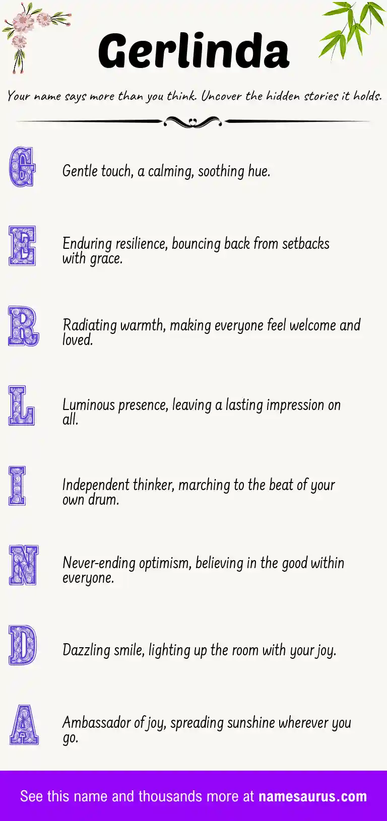 Acrostic poem about Gerlinda.