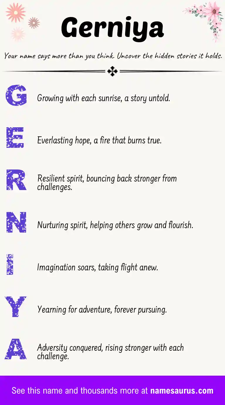 Acrostic poem about Gerniya.