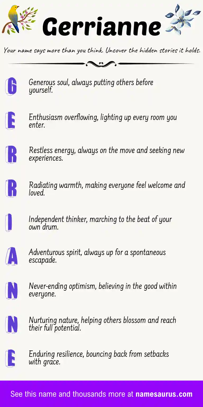 Acrostic poem about Gerrianne.