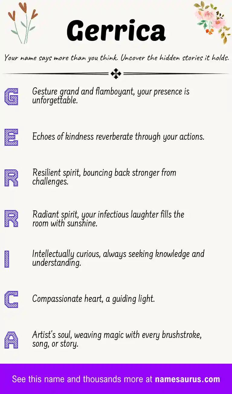 Acrostic poem about Gerrica.
