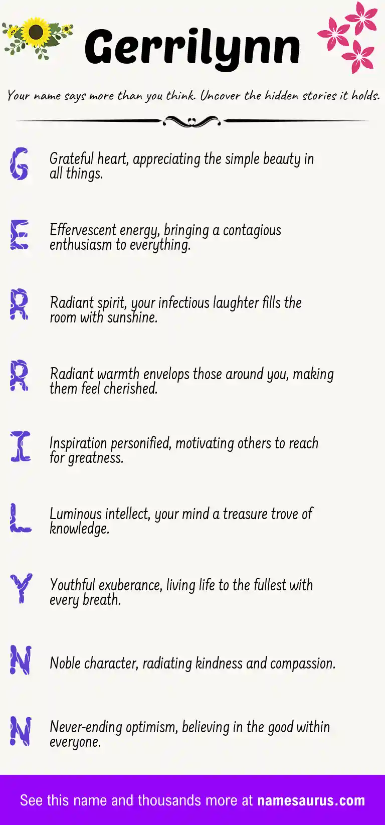 Acrostic poem about Gerrilynn.
