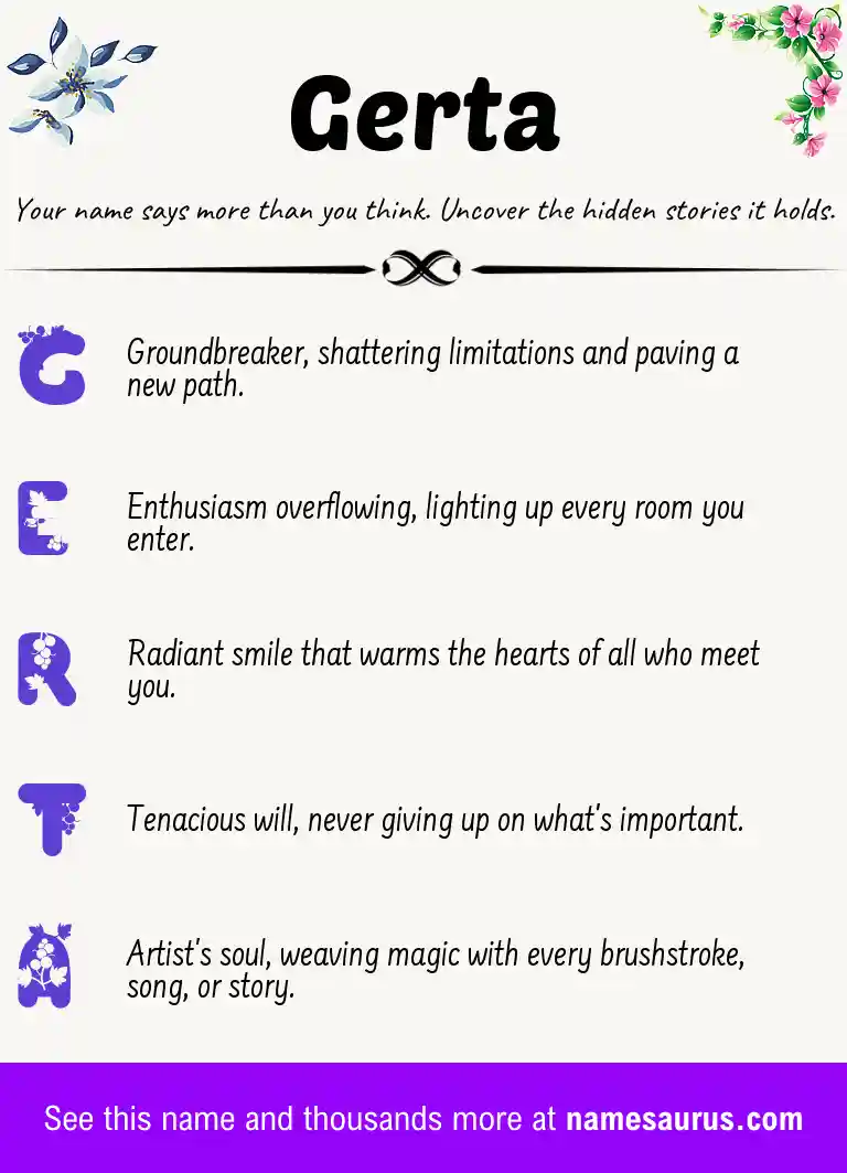 Acrostic poem about Gerta.