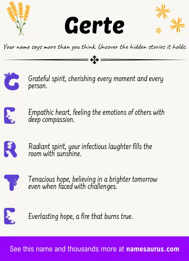 Acrostic poem about Gerte.