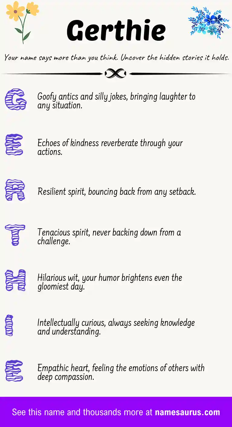 Acrostic poem about Gerthie.
