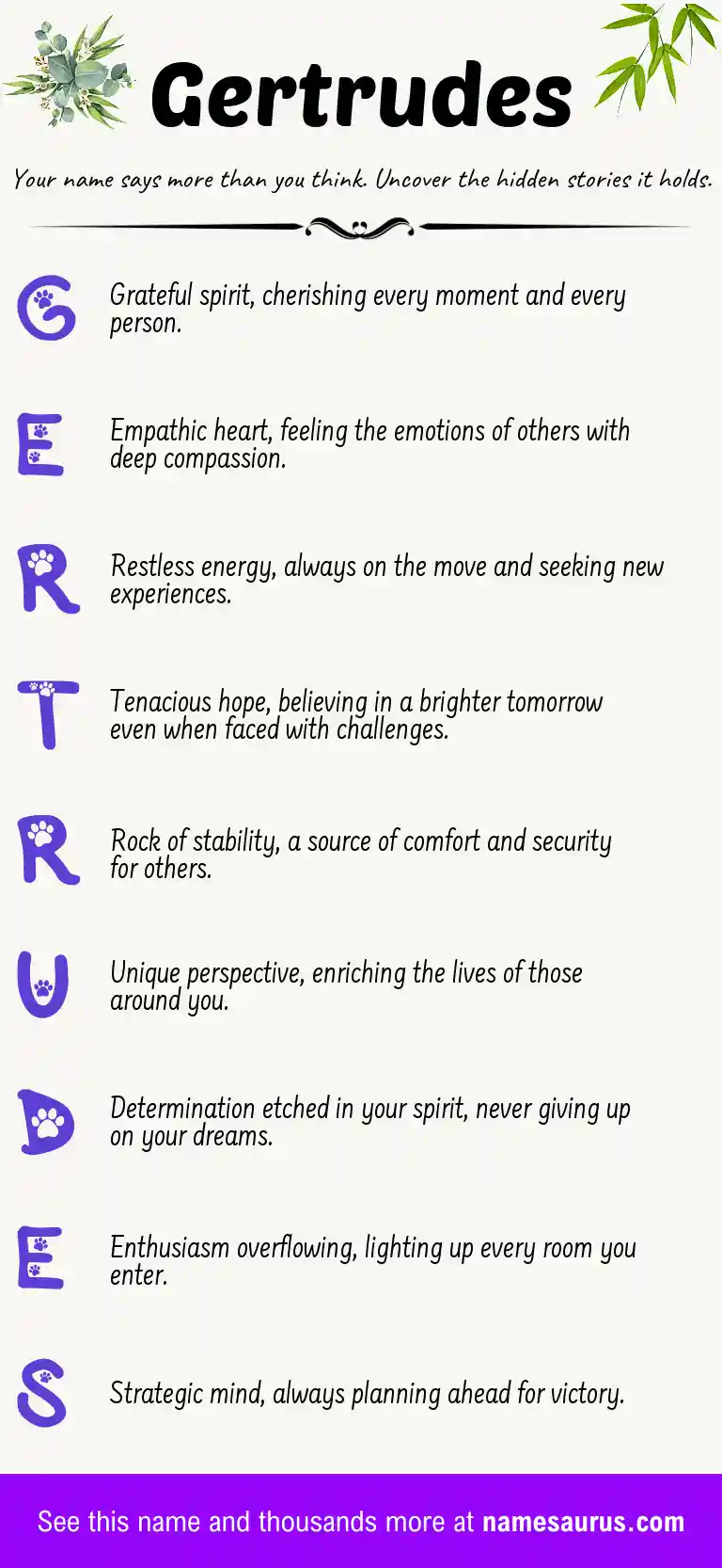 Acrostic poem about Gertrudes.