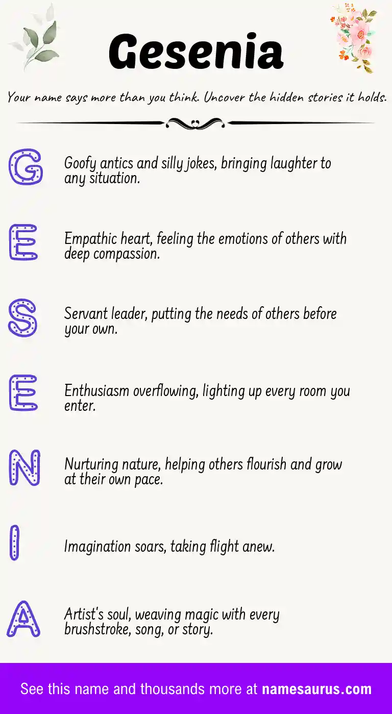 Acrostic poem about Gesenia.