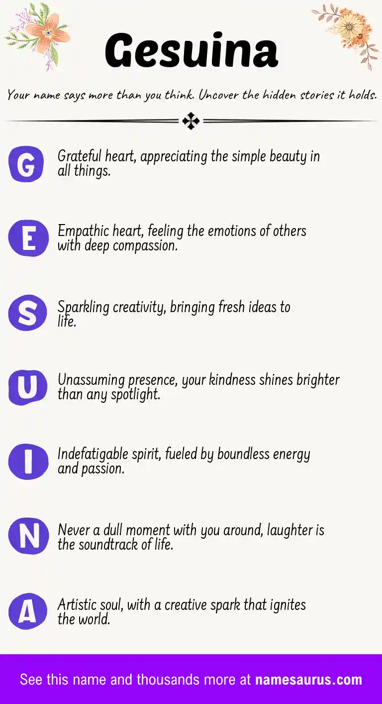 Acrostic poem about Gesuina.