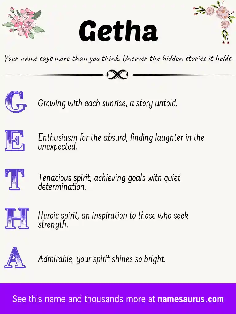 Acrostic poem about Getha.