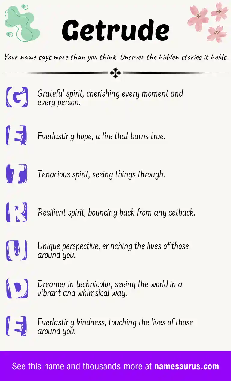 Acrostic poem about Getrude.
