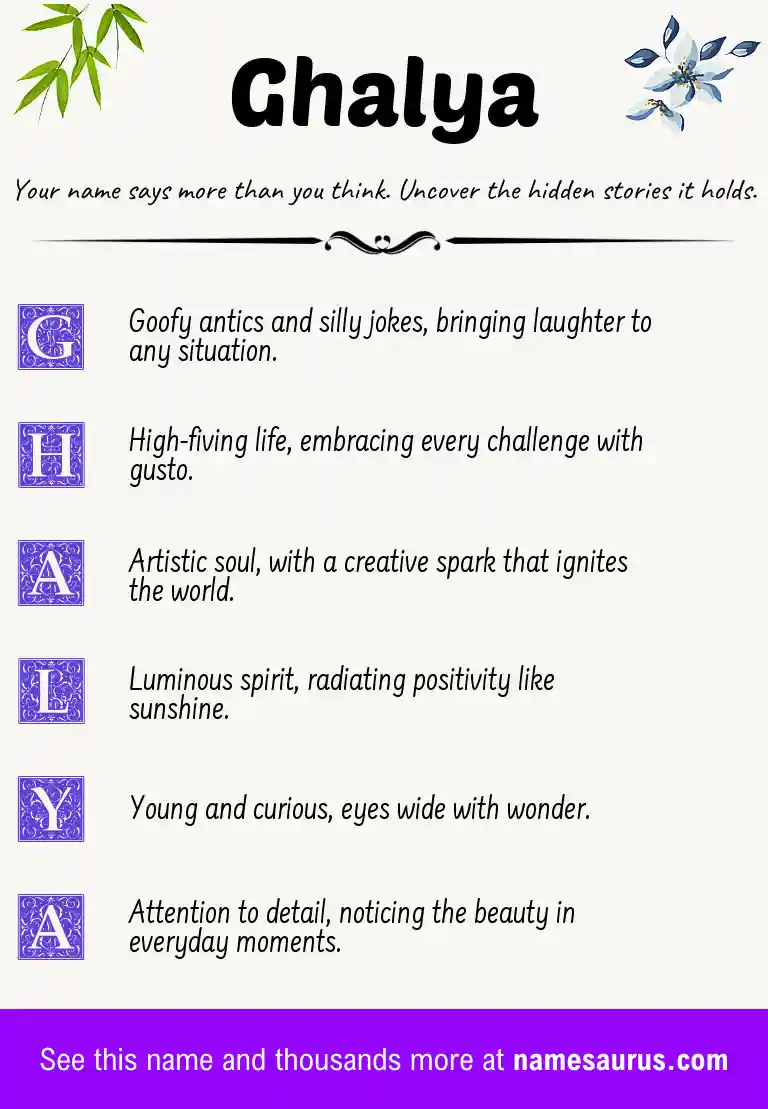 Acrostic poem about Ghalya.