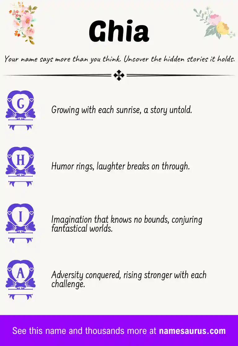 Acrostic poem about Ghia.