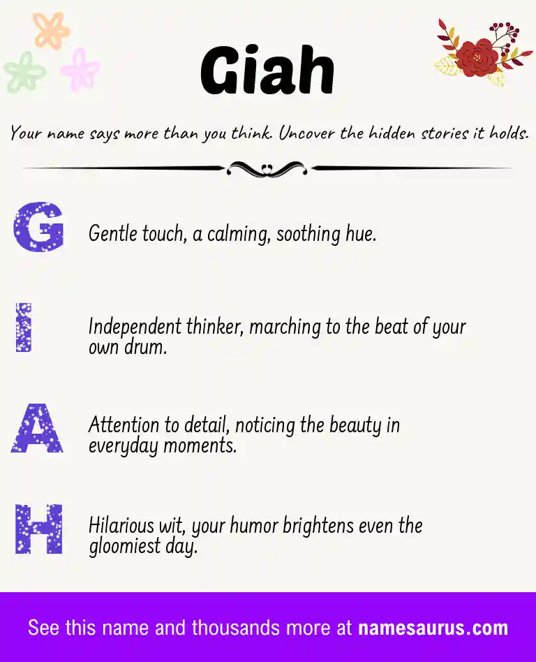 Acrostic poem about Giah.