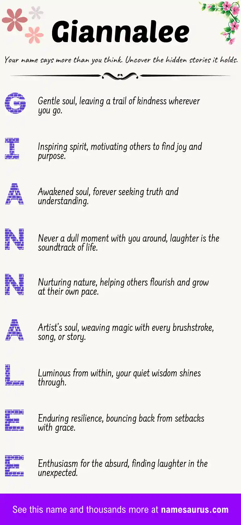 Acrostic poem about Giannalee.