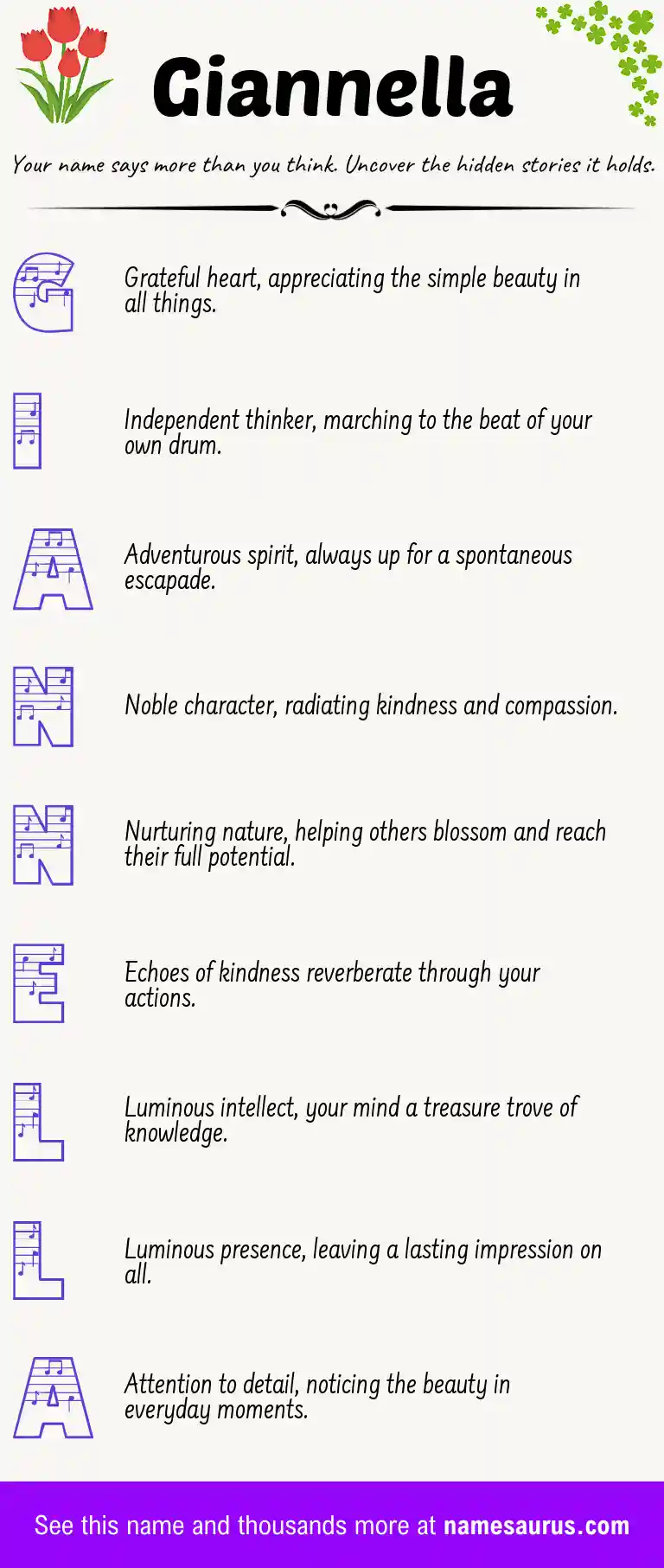 Acrostic poem about Giannella.