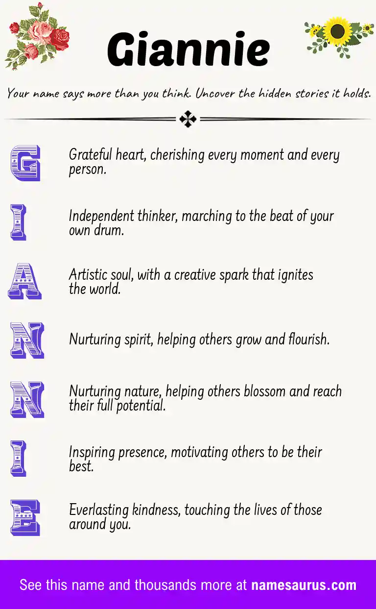 Acrostic poem about Giannie.