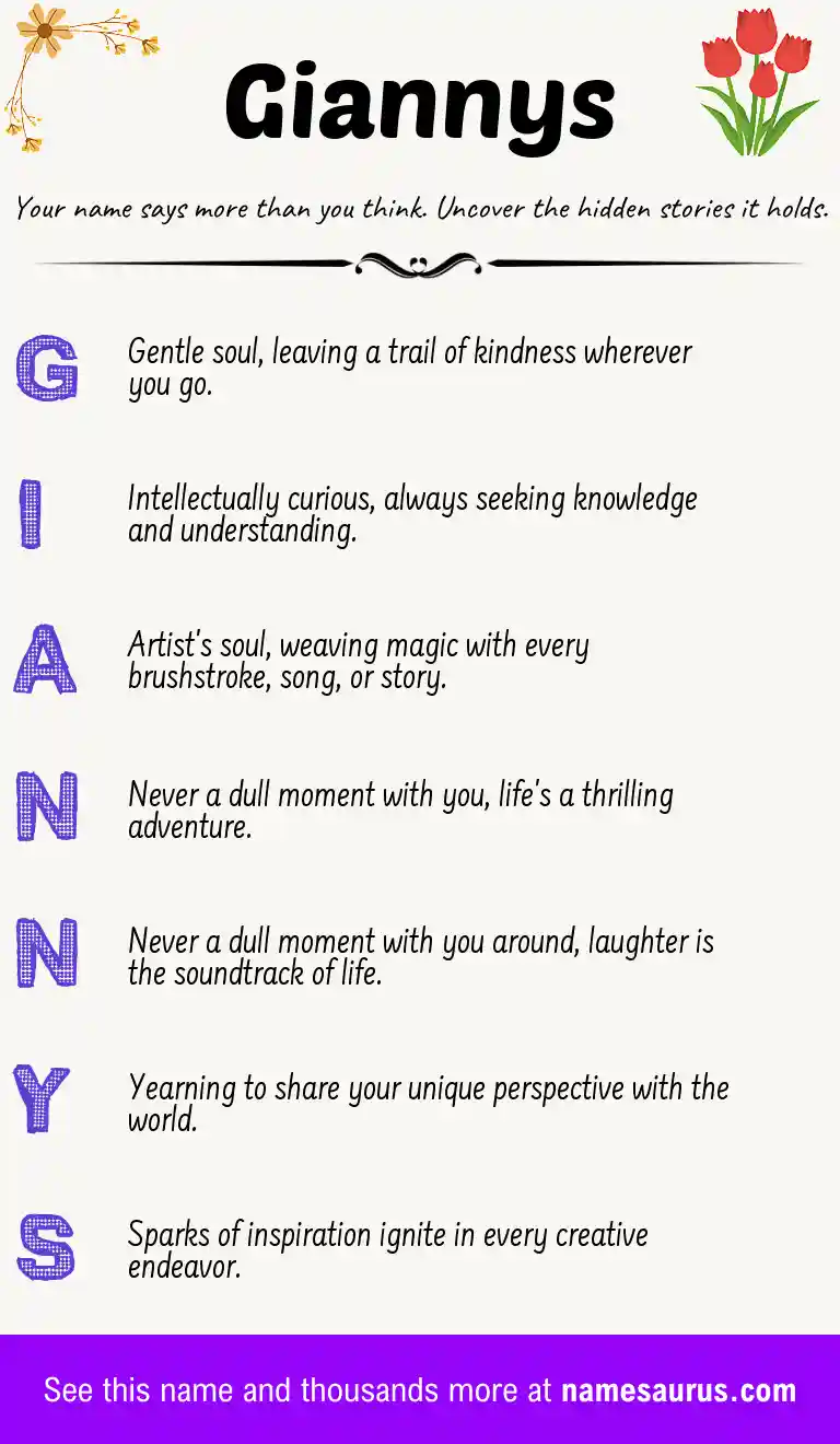 Acrostic poem about Giannys.