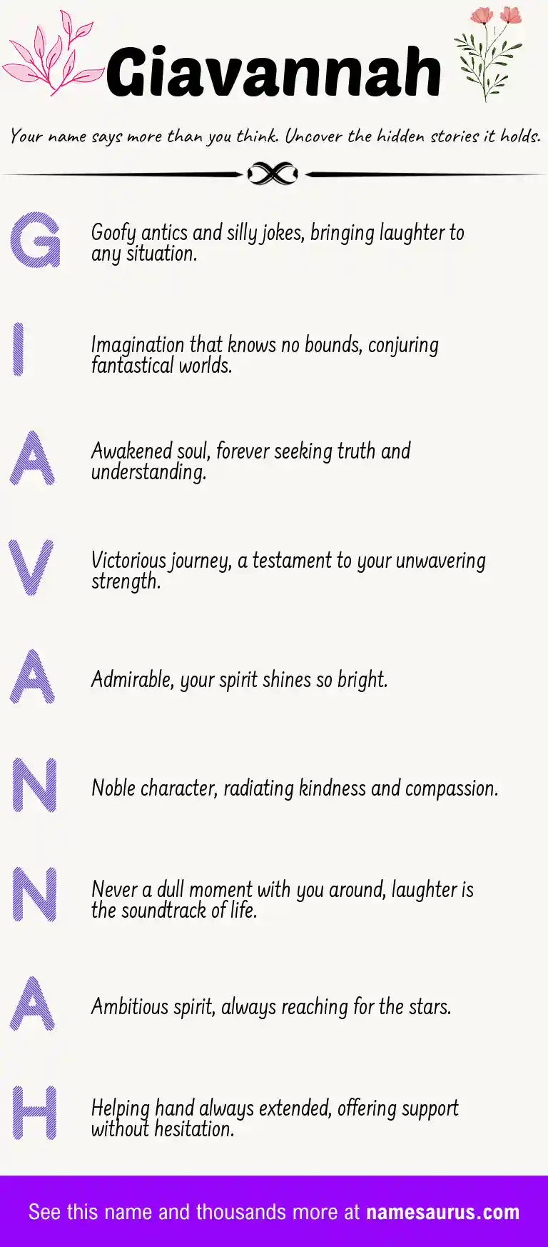 Acrostic poem about Giavannah.