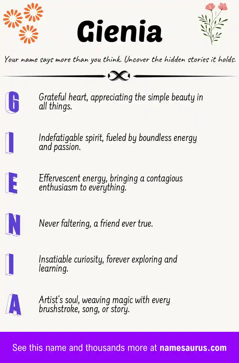 Acrostic poem about Gienia.