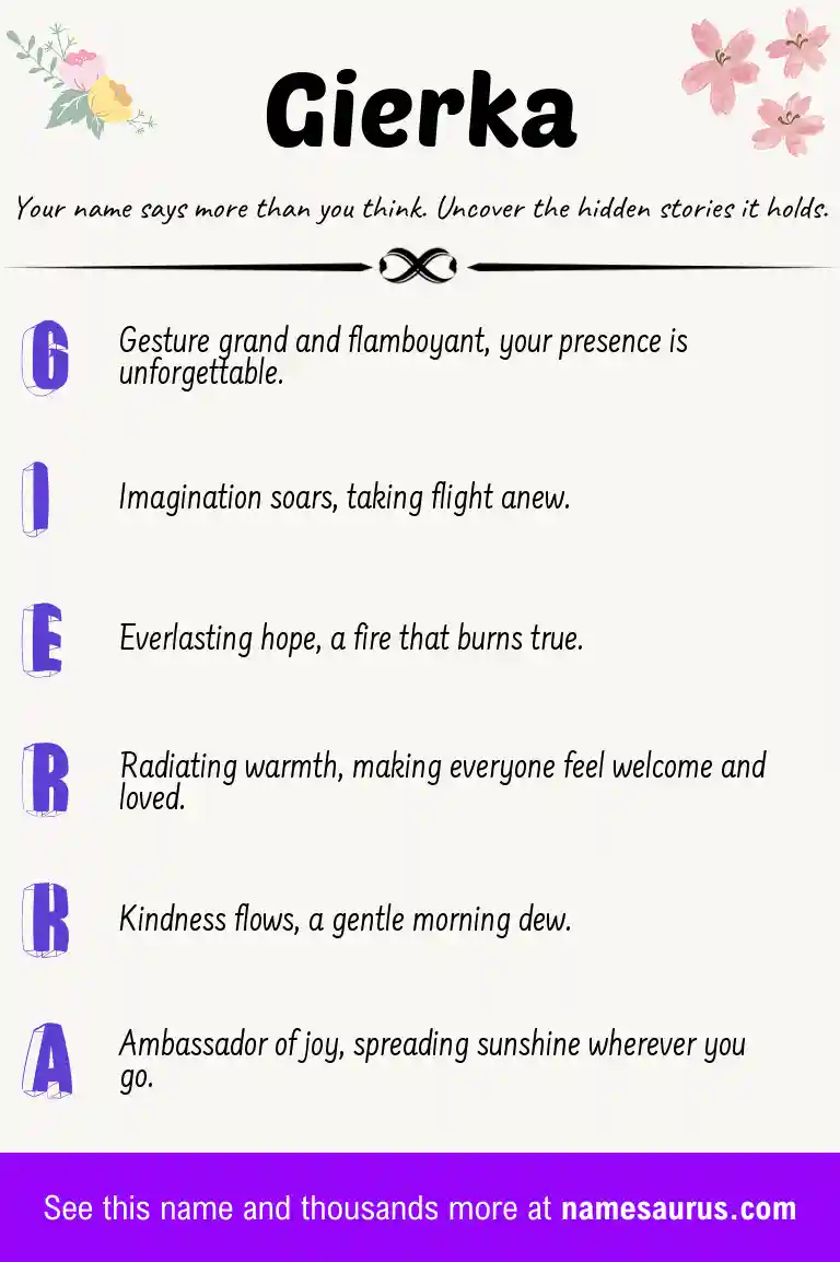 Acrostic poem about Gierka.