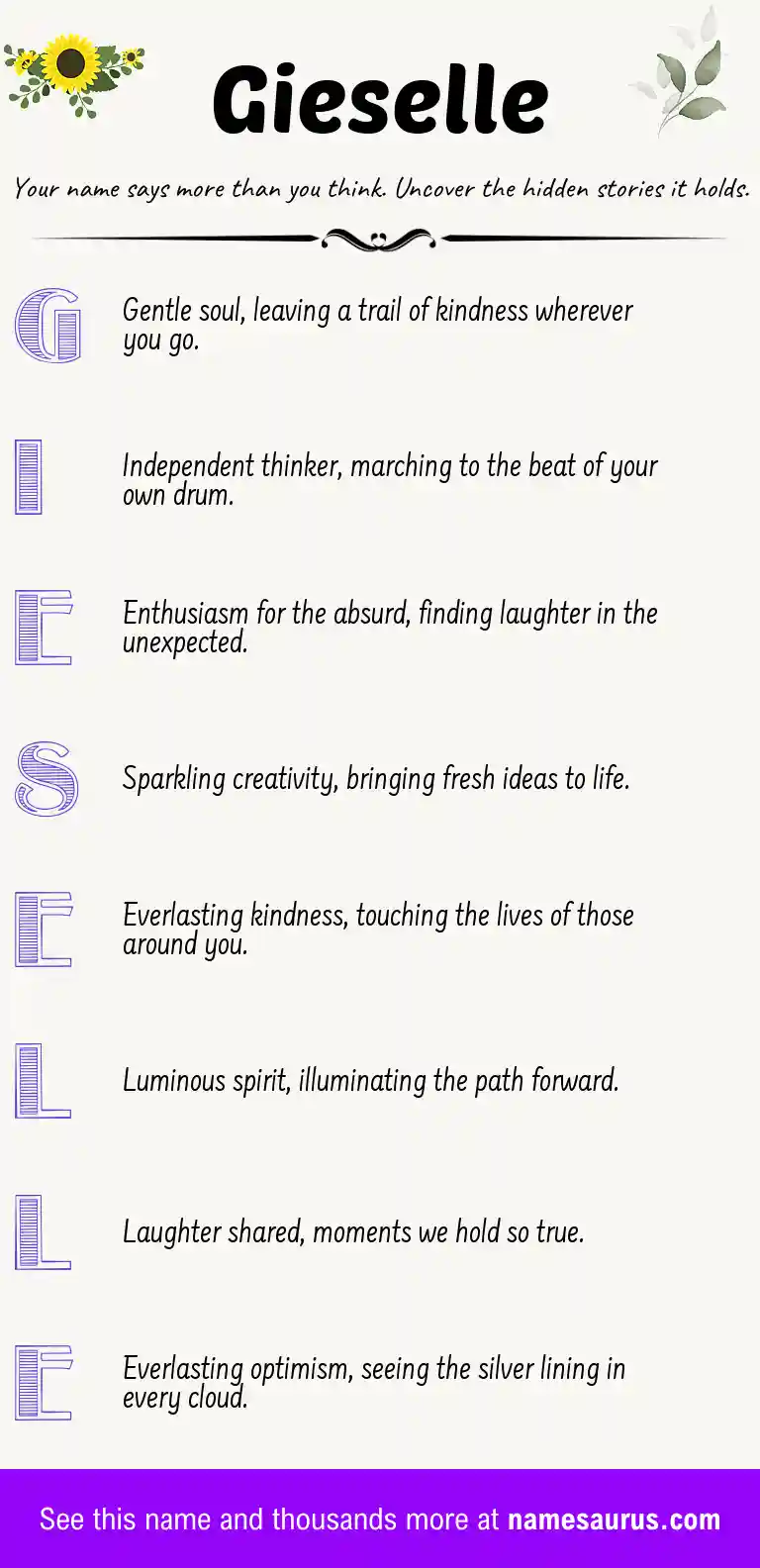 Acrostic poem about Gieselle.