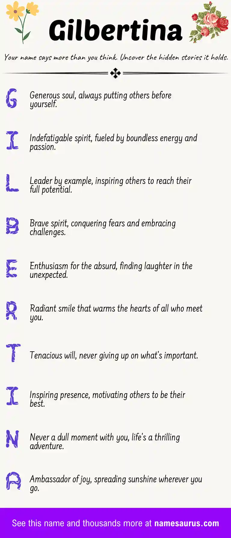 Acrostic poem about Gilbertina.