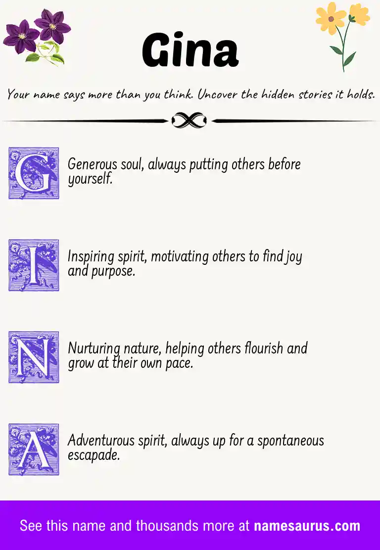 Acrostic poem about Gina.