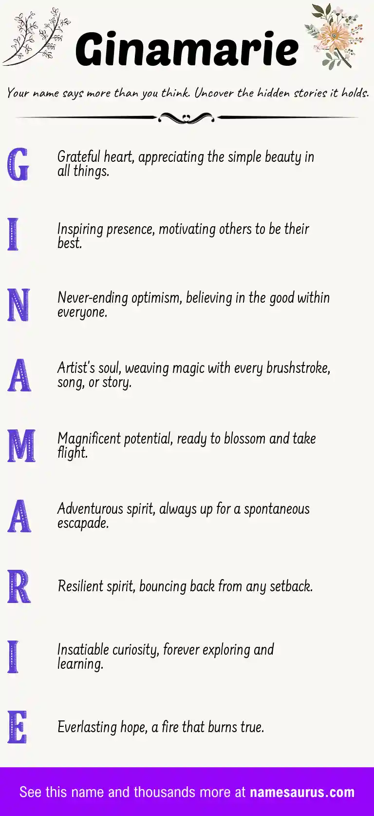 Acrostic poem about Ginamarie.