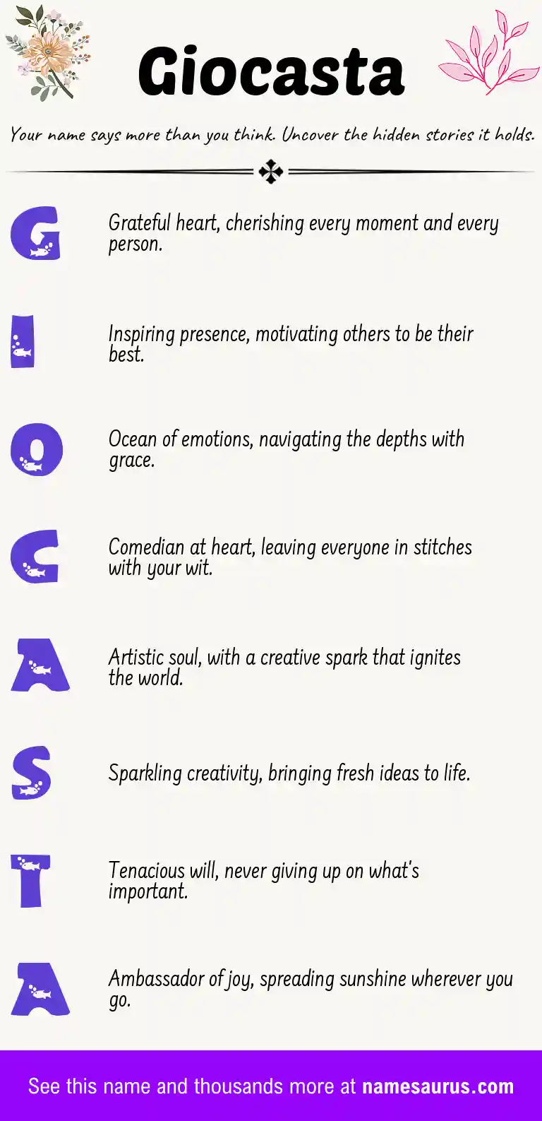 Acrostic poem about Giocasta.
