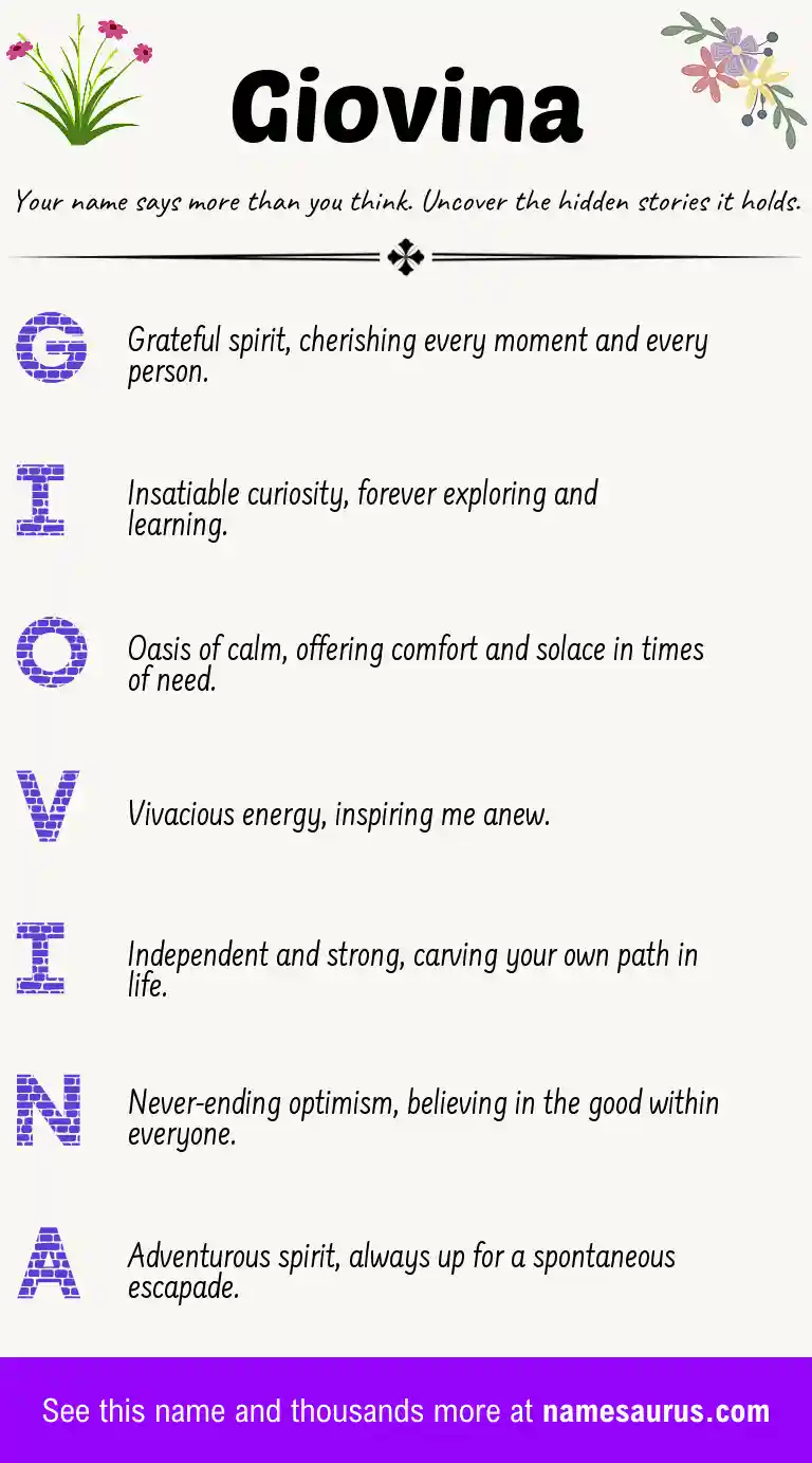 Acrostic poem about Giovina.