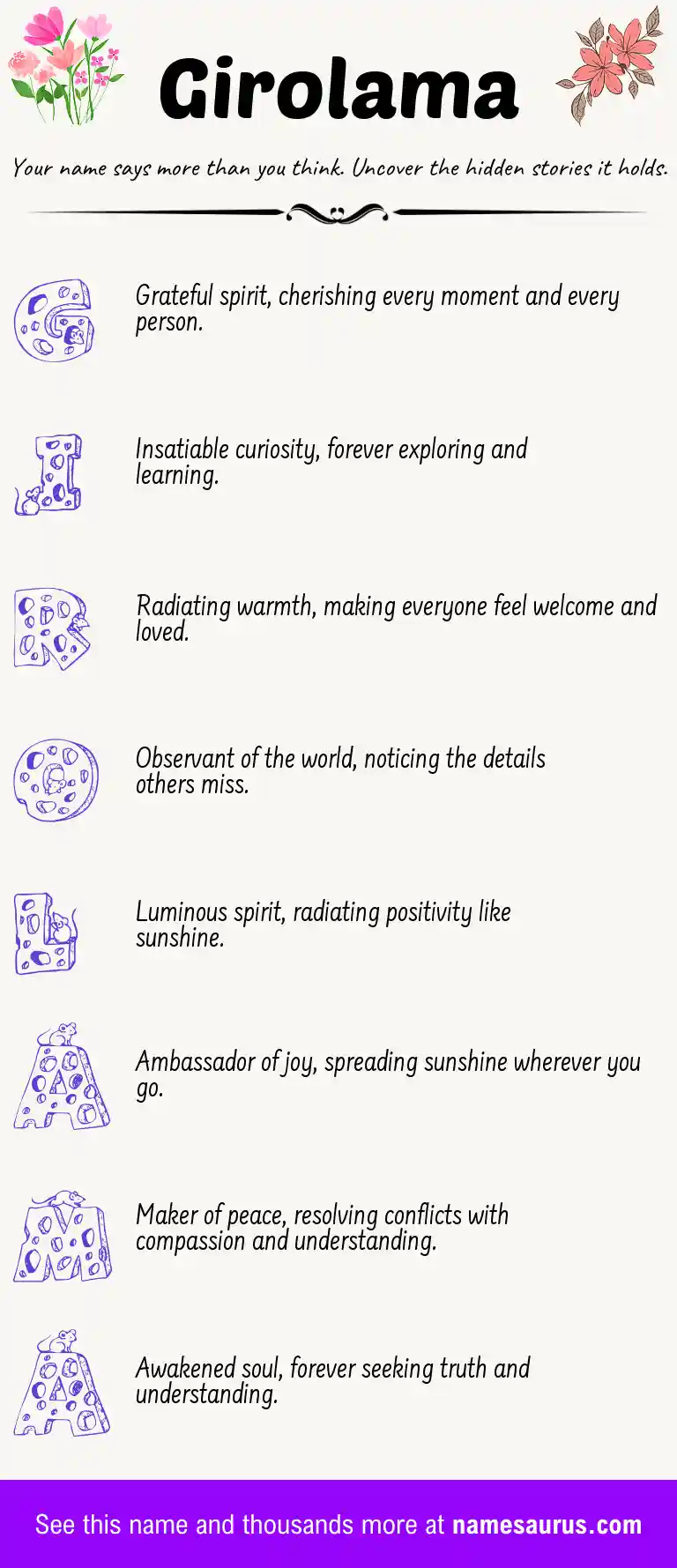 Acrostic poem about Girolama.