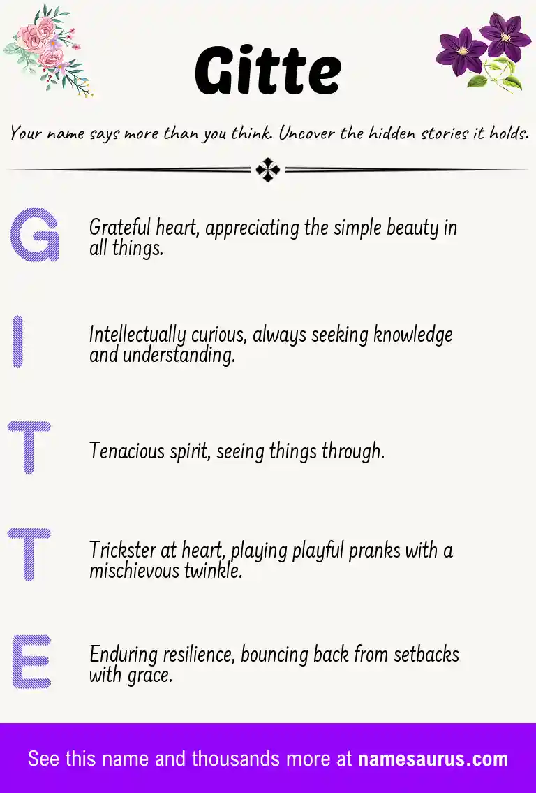 Acrostic poem about Gitte.