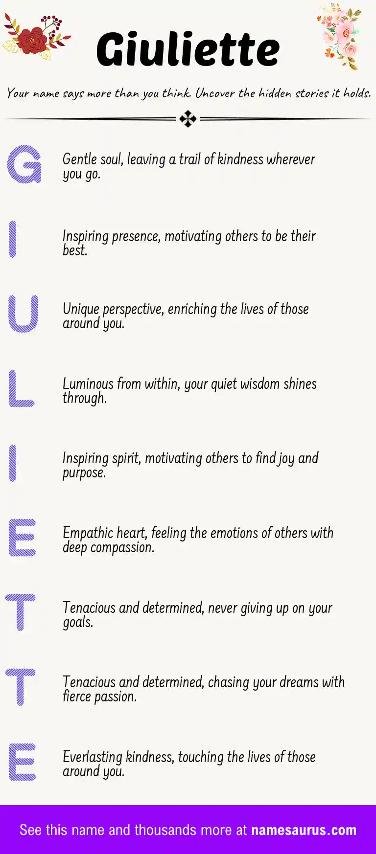 Acrostic poem about Giuliette.