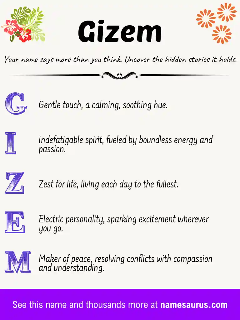 Acrostic poem about Gizem.