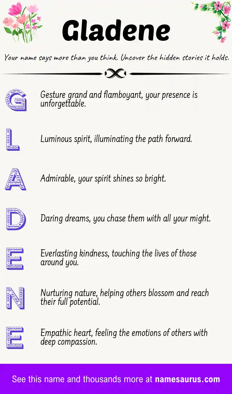 Acrostic poem about Gladene.