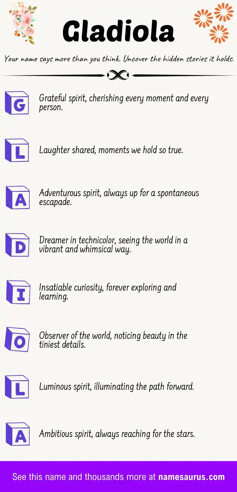Acrostic poem about Gladiola.