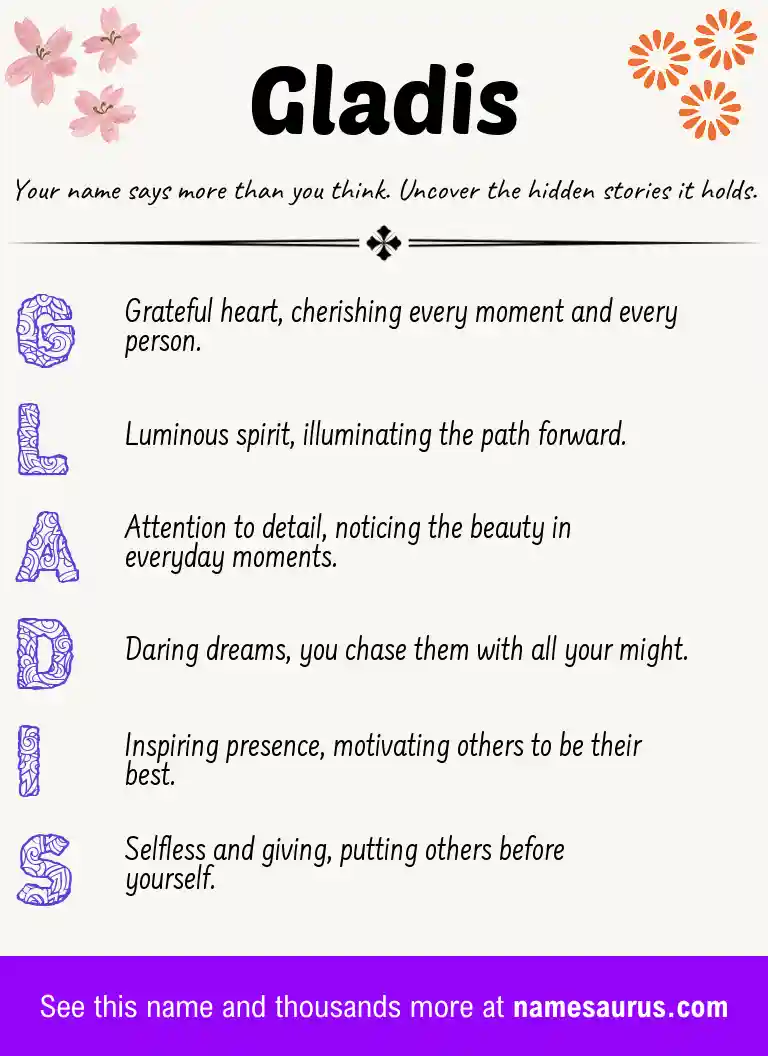 Acrostic poem about Gladis.
