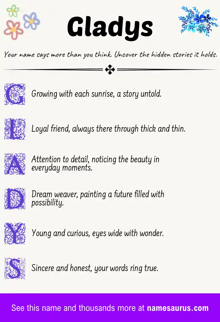 Acrostic poem about Gladys.