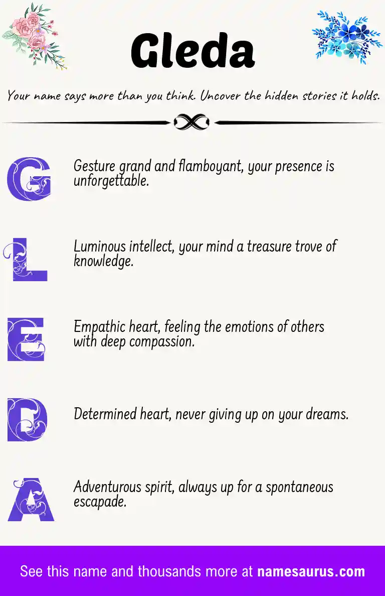 Acrostic poem about Gleda.
