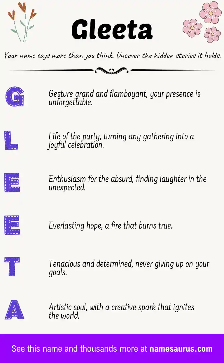 Acrostic poem about Gleeta.